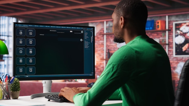 Web designer creating a professional website layout.